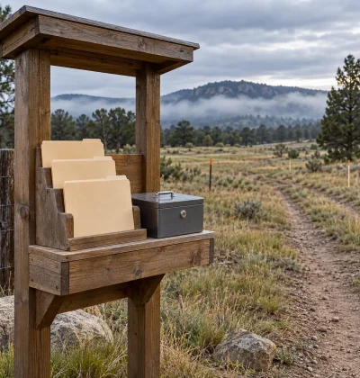 Vacant land with organized seller-financing documents at a rural property, representing the step-by-step process of offering owner financing on land.
